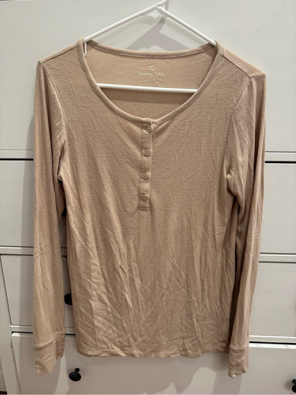 Tommy John Beige Long Sleeve Henley Set (Top & bottom)